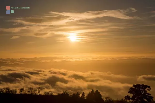 Sunset in the sea of clouds in La Palma