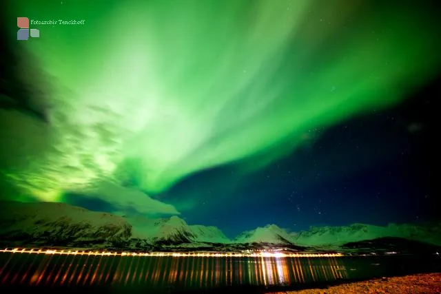 Aurora over the Lyngenfjord Alps