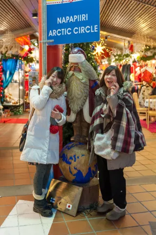 Tourists at the Arctic Circle