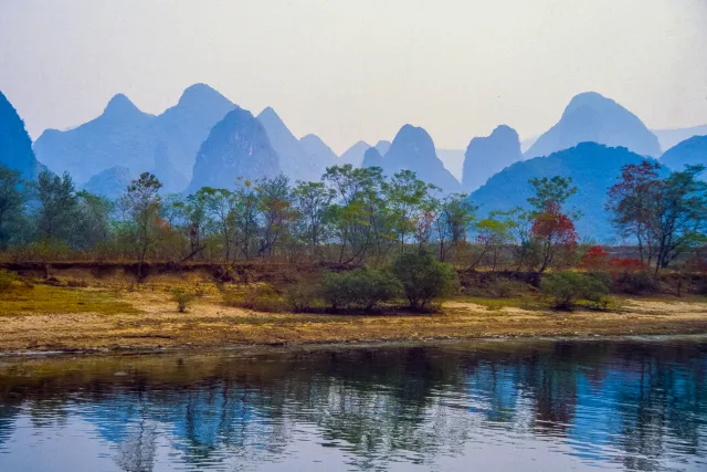 The karst landscapes on the Li River near Guilin