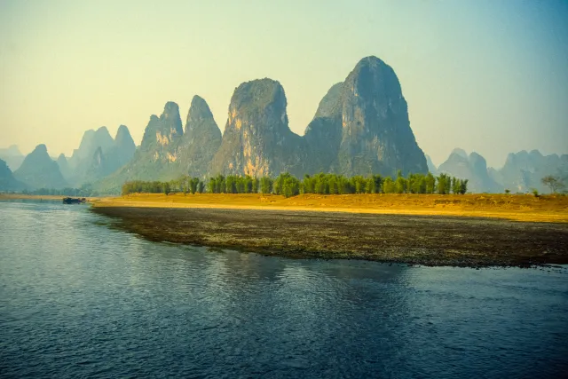 The karst landscapes on the Li River near Guilin