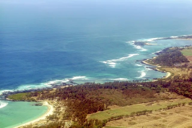 The coast of Mauritius from the plane