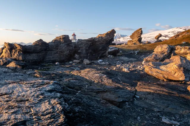 Der Leuchtturm an der Spitze von Lenangsøyra