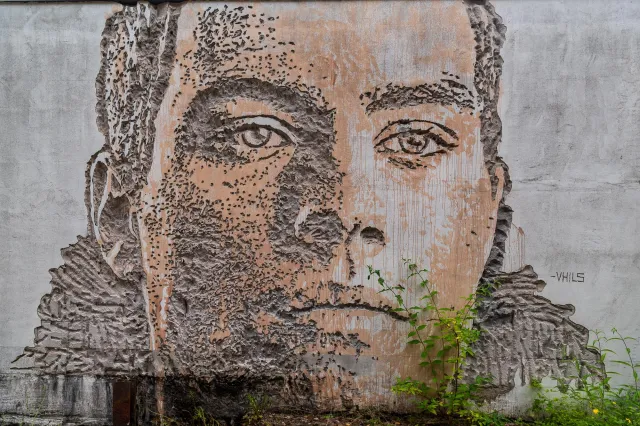 Vhils in the Völklinger Ironworks, Saarbrücken